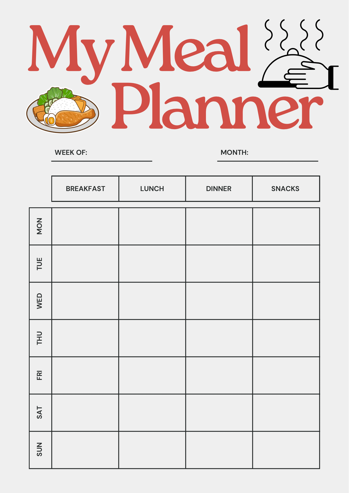 Printable Weekly Meal Planner PNG – Track Breakfast, Lunch & Dinner | Instant Digital Download