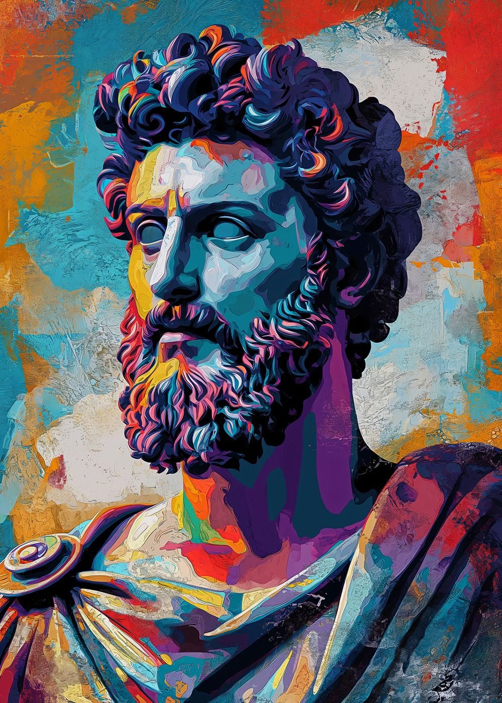 Modern Renaissance Wall Art – Mona Lisa × Roman King Fusion | Digital Classic Portrait | Printable Luxury Decor