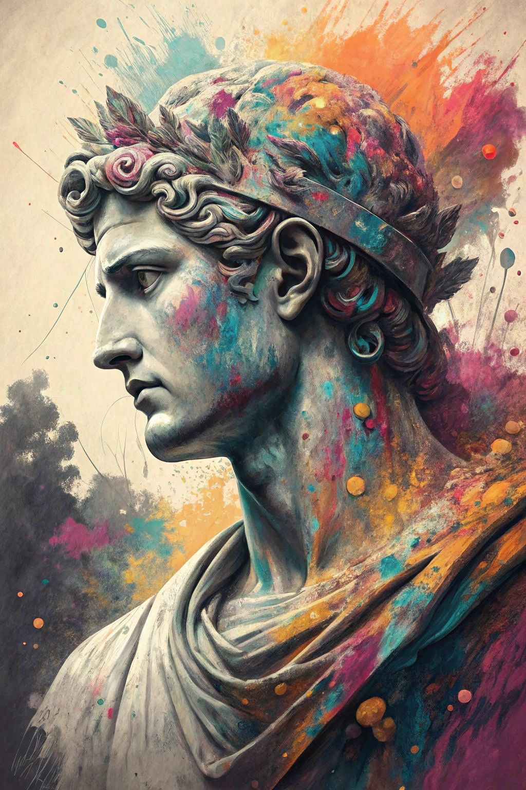 Modern Renaissance Wall Art – Mona Lisa × Roman King Fusion | Digital Classic Portrait | Printable Luxury Decor